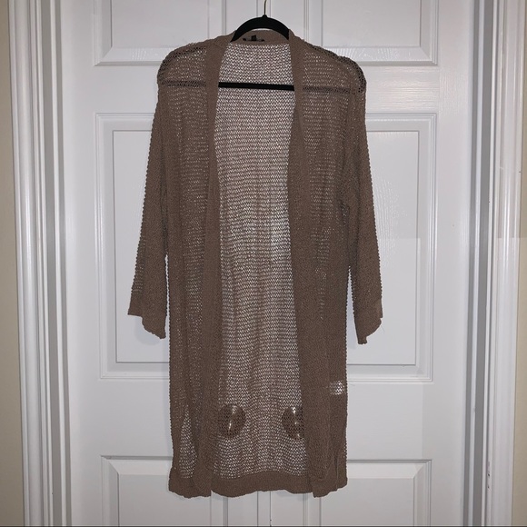 NWT JLUXLABEL Taupe Sienna Crochet Cardigan - Picture 4 of 10